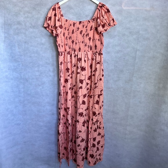 Anthropologie Daily Practice Cotton Smoked Tiered, Puff sleeve Maxi Dress - Picture 9 of 16